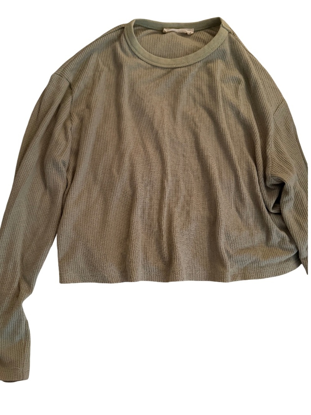 Solaí the label olive green ribbed knit long sleeve crop top